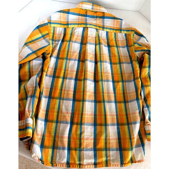 Boys Youth TOMMY HILFIGER L/S Yellow-Blue Plaid Button Down Dress Shirt-M (8-10) - Picture 6 of 6